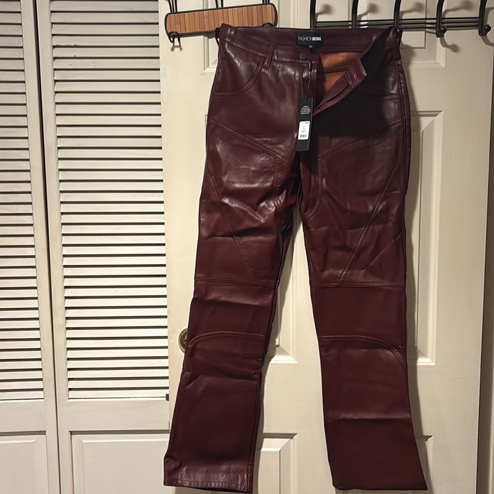 Faux leather pants